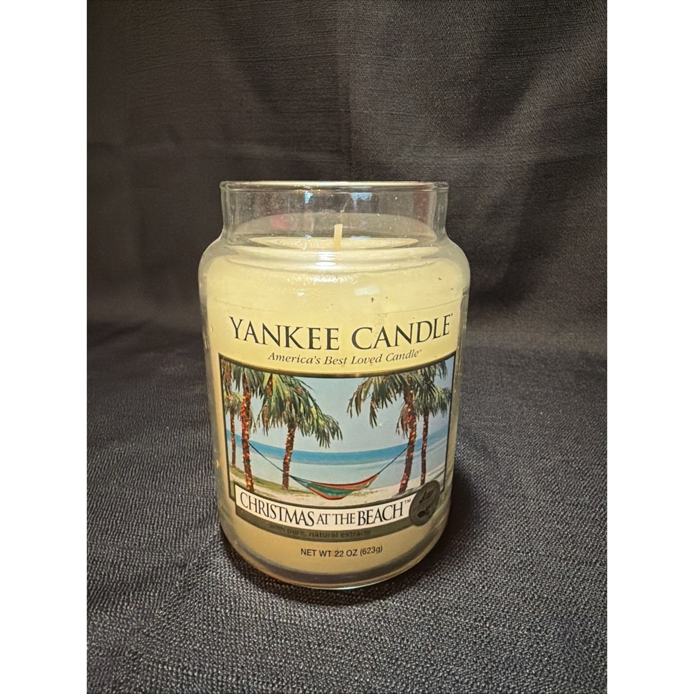 Yankee Candle "CHRISTMAS AT THE BEACH" Festive Large 22 oz ~ WHITE LABEL~ NEW!